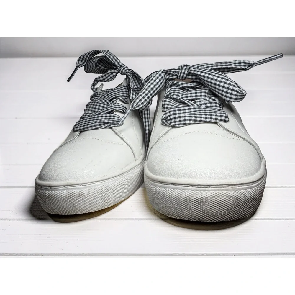 Kate Spade Fez Women's Leather Sneakers White/Blk Size 10 EUC